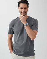 Charcoal Melange Solid Cotton T-Shirt